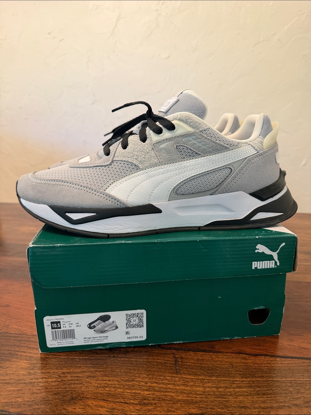 Puma Mirage Sports Heritage Classics Grey White Black Shoes 10.5 w/ OG box